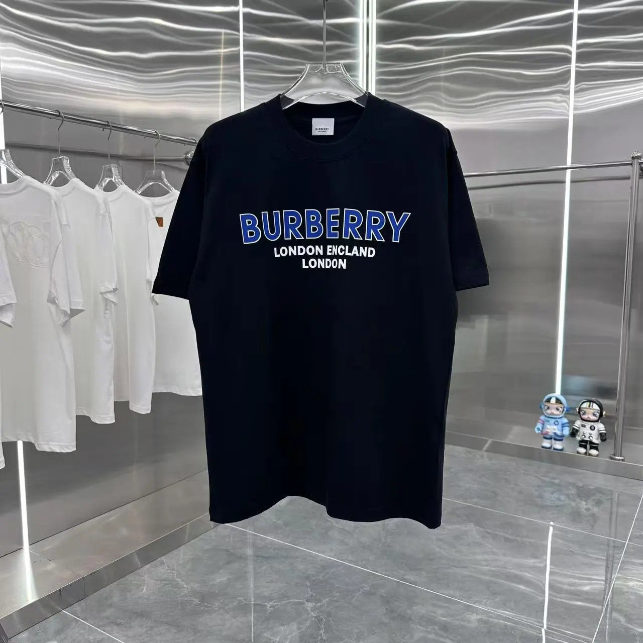 Burberry T-shirt Chest Letter Print logo round Neck Short Sleeve25ss New Pure Cotton Unisex Style T T-shirt OS Loose Fit Base Shirt Top Half Sleeve T-Shirt