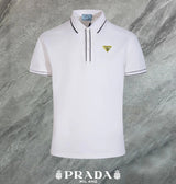 PRADA T-shirt Yellow Triangle Badge on the Chest logo Patch POLO Shirt Lapel Short Sleeve25ss New Unisex Summer Short Sleeve OS Loose T Business Half Sleeve Shirt Plus Size T-Shirt