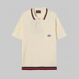 Gucci T-shirt Classic Striped Small Label logo Knitting POLO Shirt Lapel Short Sleeve25ss New Unisex Summer Short Sleeve OS Loose T Business Half Sleeve Shirt Plus Size T-Shirt