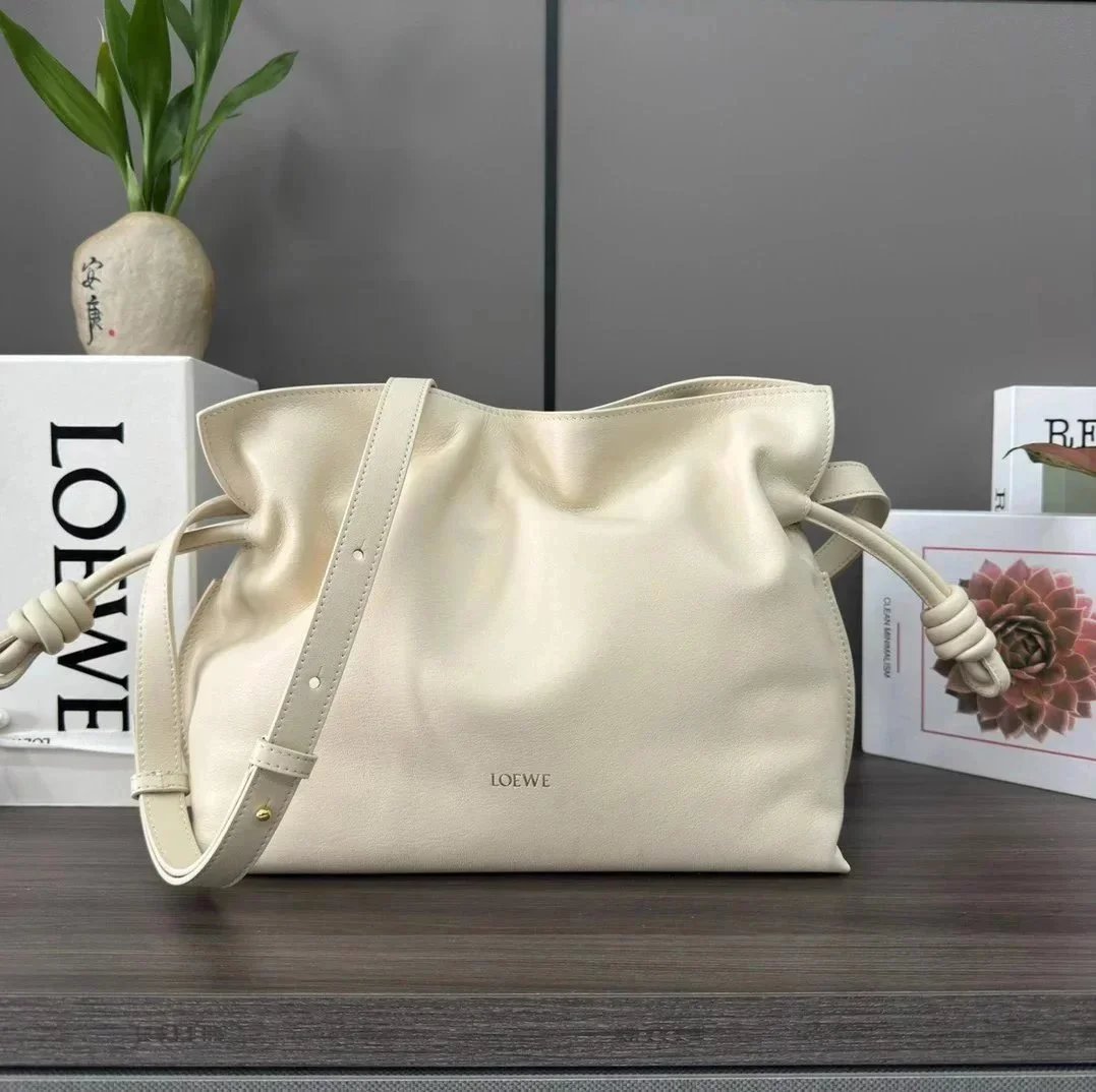 LOEWE Women's Bag Top version 【Top Version Original Leather】New Gilding logoFlamenco Lucky Bag Bag with Long Shoulder Strap Mini Napa Cow Leather Flamenco Clutch Drawstring Bucket Bag Loew New Lucky Bag Tote Bag Shoulder Bag Messenger Bag