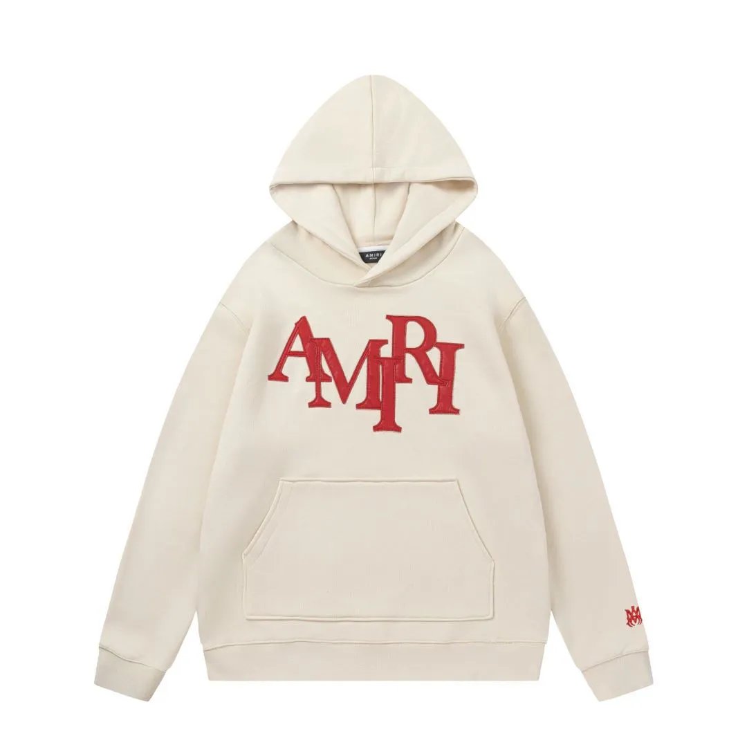 Amiri Hoodie 2024Autumn and Winter New Paste Cloth Embroidery Letter Pattern Hooded Sweater for Men and Women