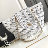 Chanel Women's Bag Top version 【Original Leather】23S New Raffia Woven Beach Bag Vegetable Basket Bag Woven Bag Straw Bag Woven Tote Bag Backpack Women's Bag Men's Bag