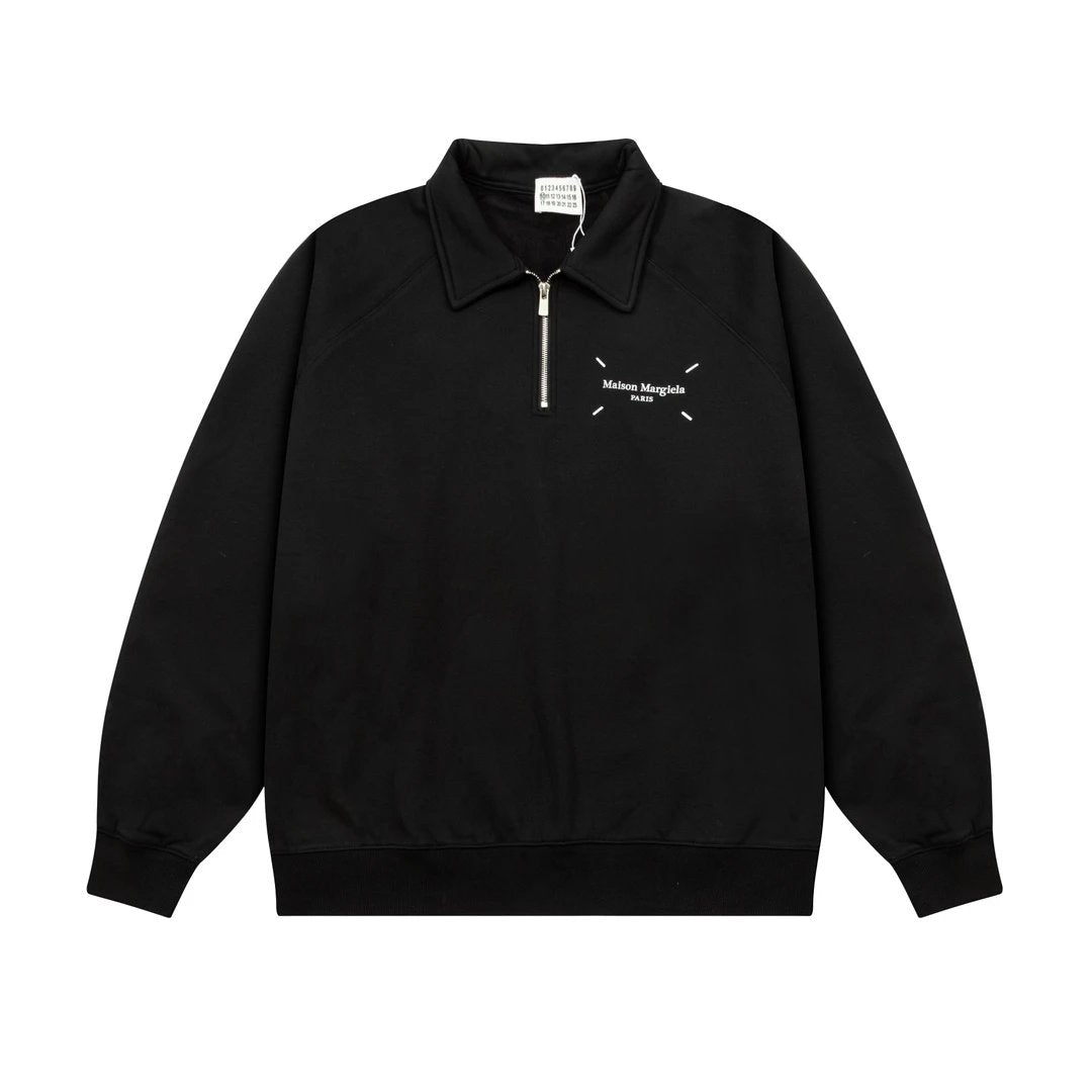 Maison Margiela Hoodie Fleece-Lined Thickened polo Long Sleeve Sweatshirt Base Shirt Jacket Top Fashion Unisex Sports Casual Loose Fit Versatile New Autumn Winter Collection