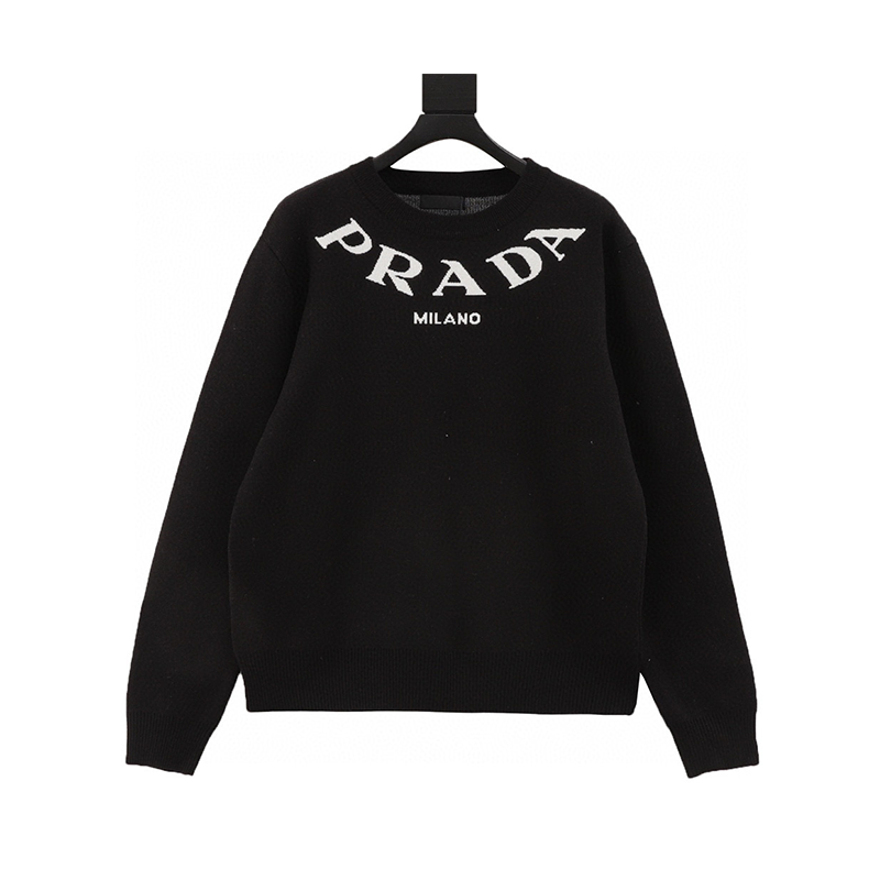 PRADA Sweater Yarn-Dyed Letters LOGO Knitted round Neck Sweater for Men and Women