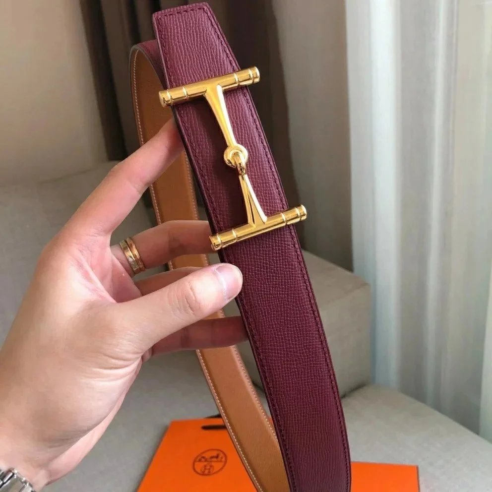 Hermes Belt Top version High Quality2020New Men's Leather Belt Smooth H Buckle Business Casual Belt Double-Sided Available Calf Leather3.8cm