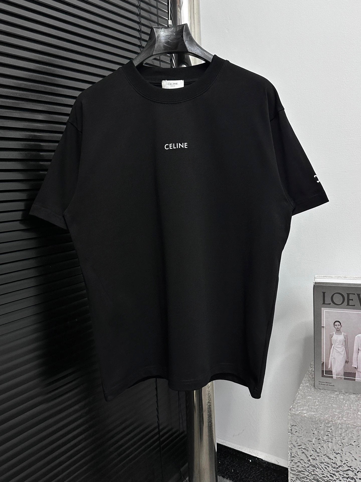 Celine T-shirt Chest Letter Print logo round Neck Short Sleeve25ss New pure cotton T Unisex T-Shirt OS Loose Fit Base Shirt Top Half Sleeve T-Shirt