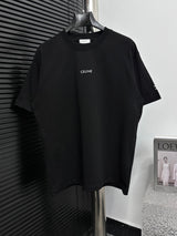 Celine T-shirt Chest Letter Print logo round Neck Short Sleeve25ss New pure cotton T Unisex T-Shirt OS Loose Fit Base Shirt Top Half Sleeve T-Shirt