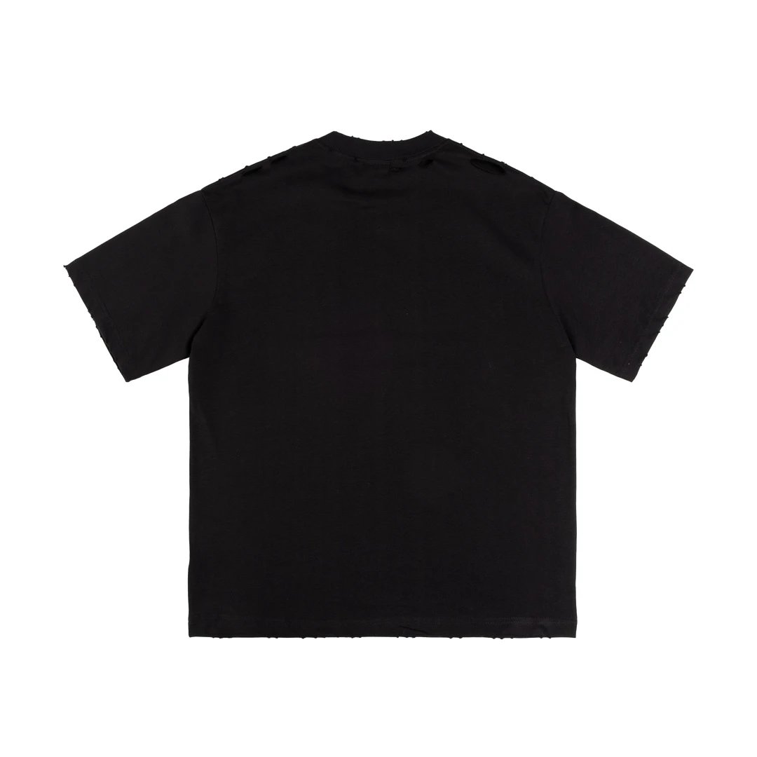 Balenciaga T-shirt Alphabet Vision Chart Printed with Holes T T-shirt os Drop Shoulder Loose Fit Unisex T-Shirt