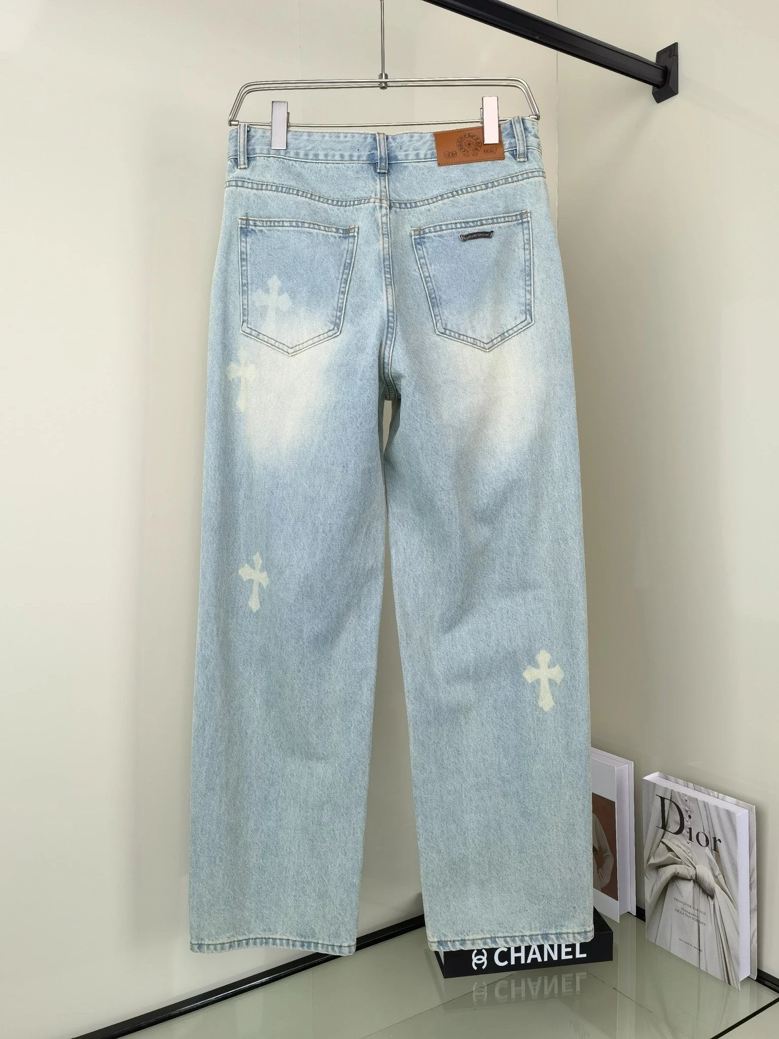 Chrome Hearts Jeans Printing logo25ss Spring Summer New Straight Loose Jeans Unisex Slim Fit Long Pants