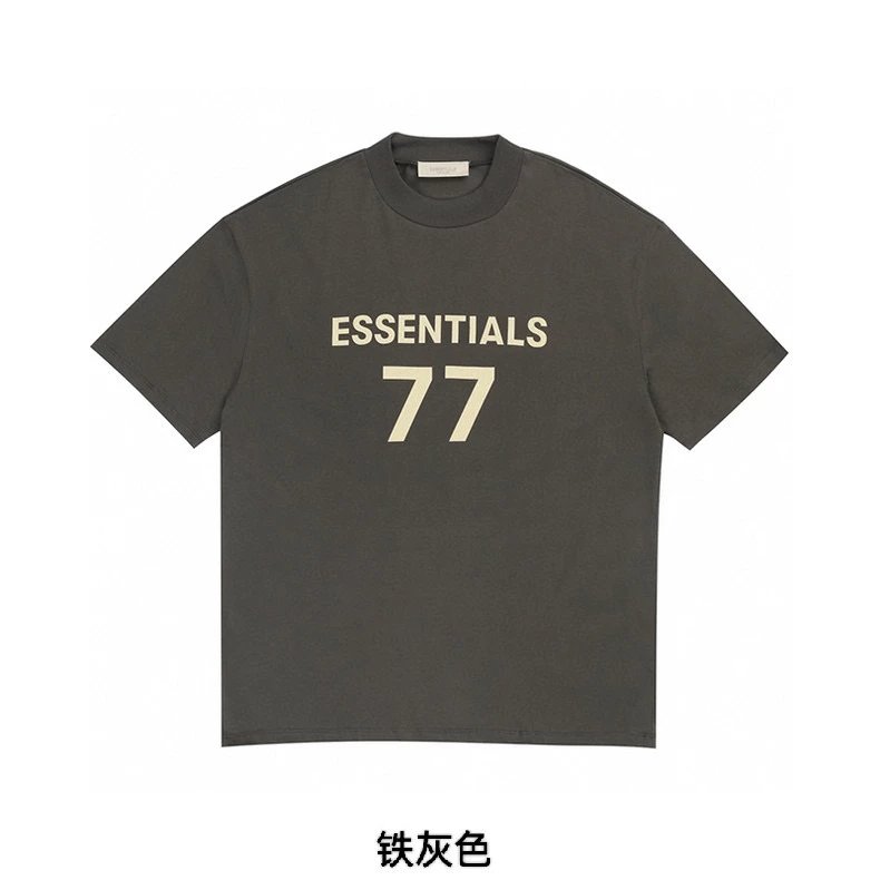 ESSENTIALS T-shirt Top Version Double Line Chest Silicone Letter Print Short-Sleeve T T-shirt