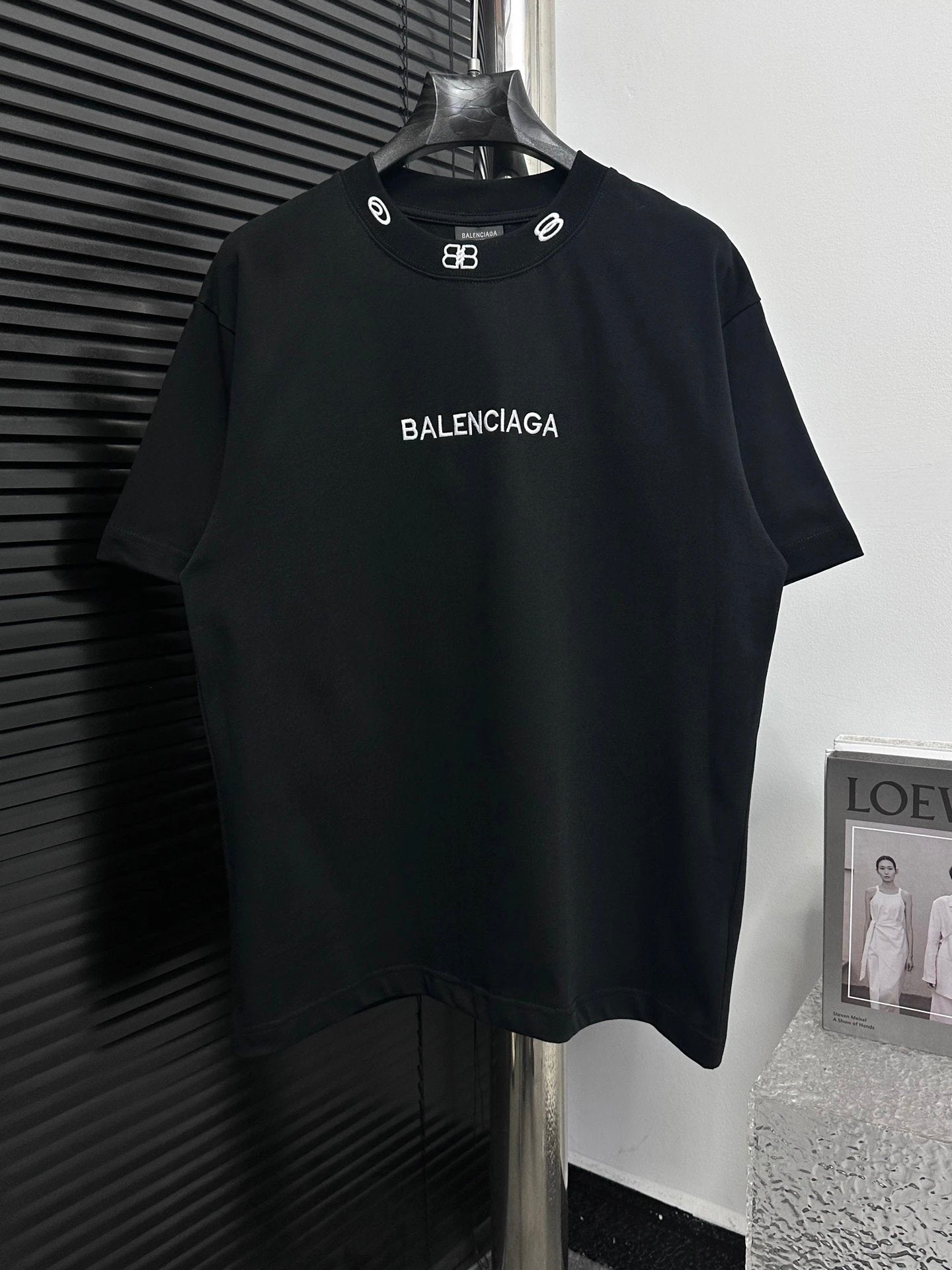 Balenciaga T-shirt Chest Letter Embroidery logo round Neck Short Sleeve25ss New pure cotton T Unisex T-Shirt OS Loose Fit Base Shirt Top Half Sleeve T-Shirt