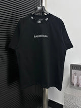 Balenciaga T-shirt Chest Letter Embroidery logo round Neck Short Sleeve25ss New pure cotton T Unisex T-Shirt OS Loose Fit Base Shirt Top Half Sleeve T-Shirt