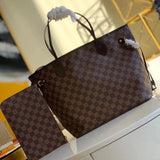 Louis Vuitton LV Women's Bag Top version Medium32cm Handbag Shopping Bag Presbyopic Chessboard Plaid Black Plaid White Plaid