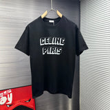 Celine T-shirt Chest Letter Print logo round Neck Short Sleeve25ss New Pure Cotton Unisex Style T Casual T-Shirt Base Layer Shirt OS Loose Fit Half Sleeve Top Plus Size
