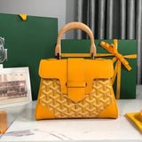 Goyard Bag Top version Saigon Bag Saigonmini Wooden Handle Handbag New Version Silk Screen Saigon Bag Shoulder Messenger Bag Kelly Women's Bag