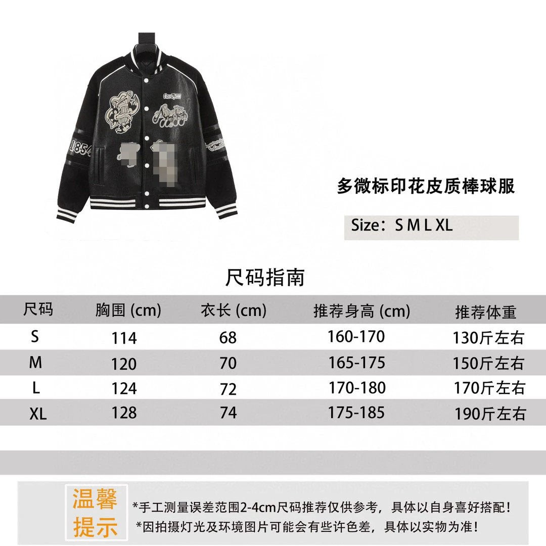 Louis Vuitton LV Jackets More than Logo Badge Printed Leather Baseball Jacket Jacket for Men and Women