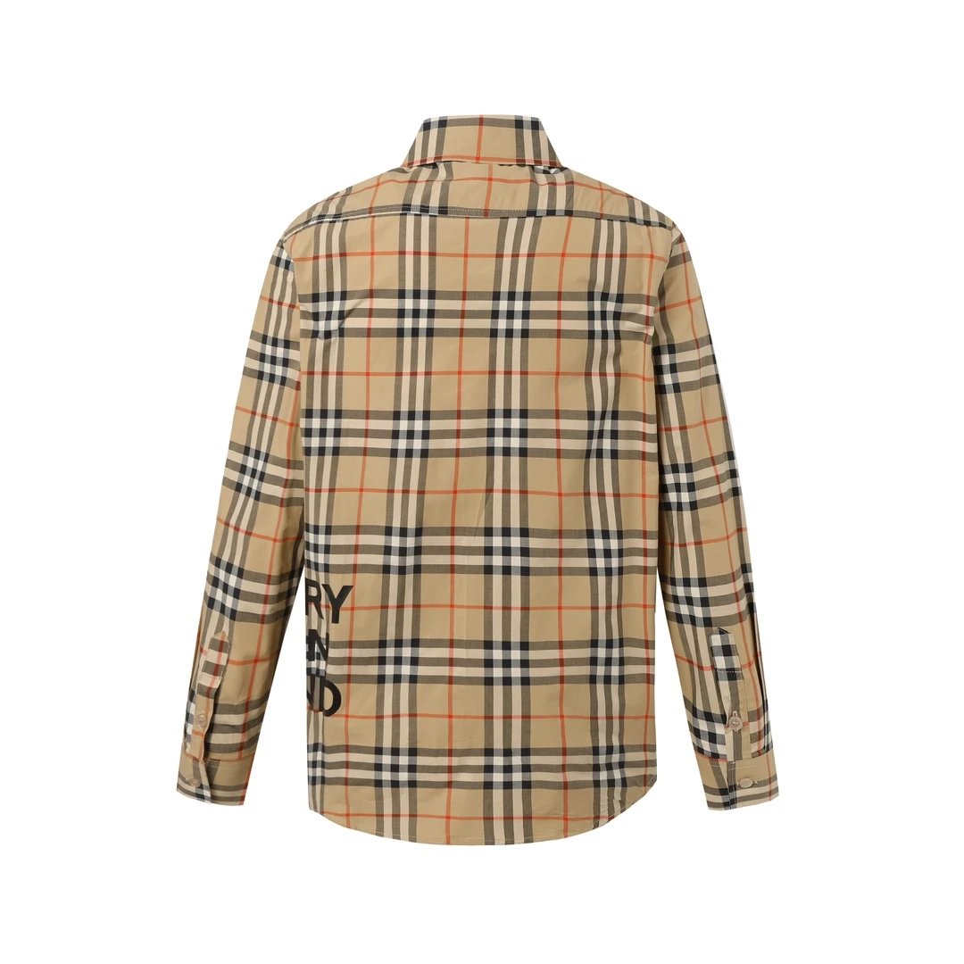 Burberry Shirt Plaid Classic Element New Striped Print logo Long Sleeve Shirt Unisex Versatile Business Casual Slim Fit Jacket