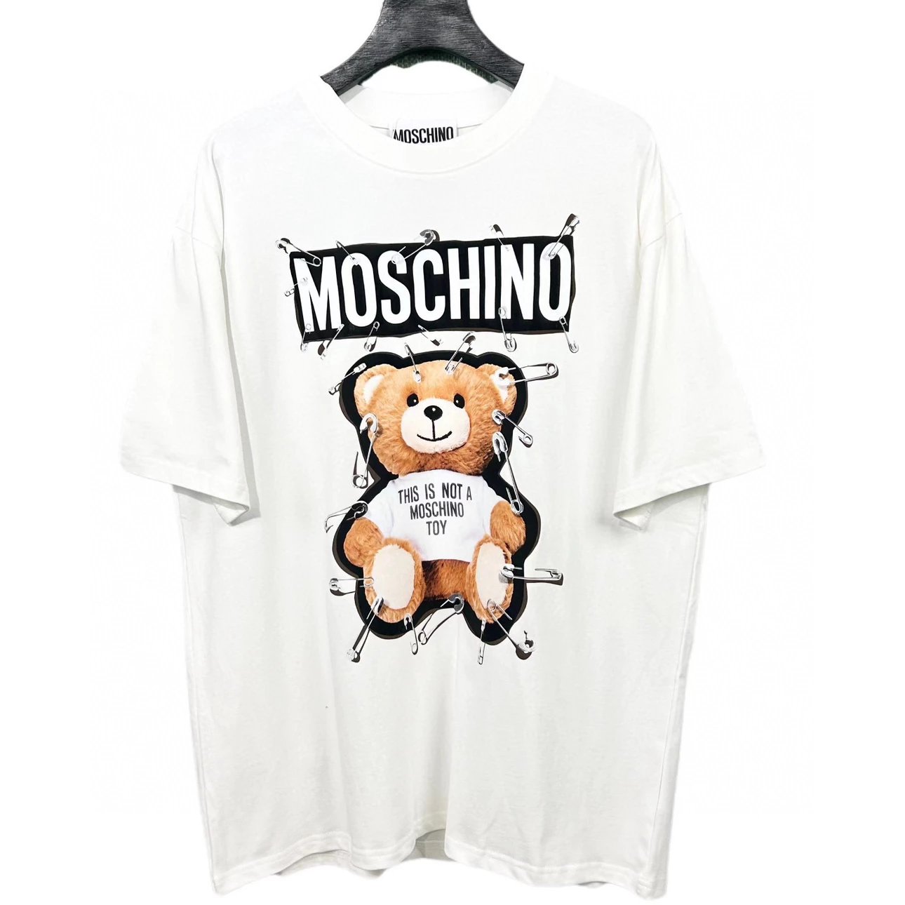 Moschino T-shirt Top Version Counter Same Style Pure Cotton Summer Men's and Women's Same Fashion Loose All-Matching2024New Short Sleeve T T-shirt