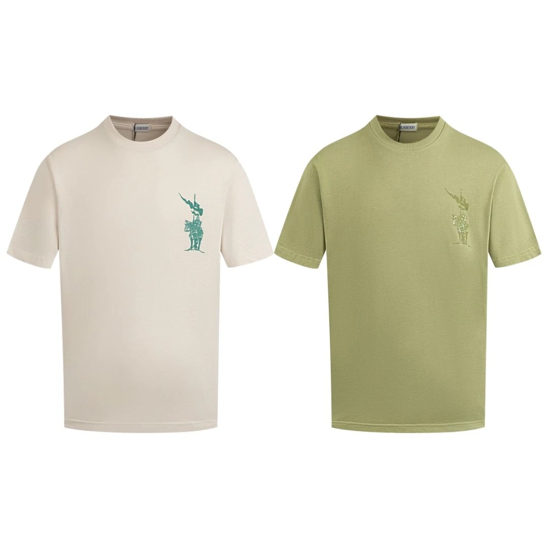 Burberry T-shirt Chest Plaid Pattern Print logo round Neck Short Sleeve25ss New Pure Cotton Unisex Style T Casual T-Shirt Base Layer Shirt OS Loose Fit Half Sleeve Top Plus Size