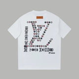 Louis Vuitton LV T-shirt Back Smiley Face Letter Print logo round Neck Short Sleeve25ss New Pure Cotton Unisex Style T Casual T-Shirt Base Layer Shirt OS Loose Fit Half Sleeve Top Plus Size