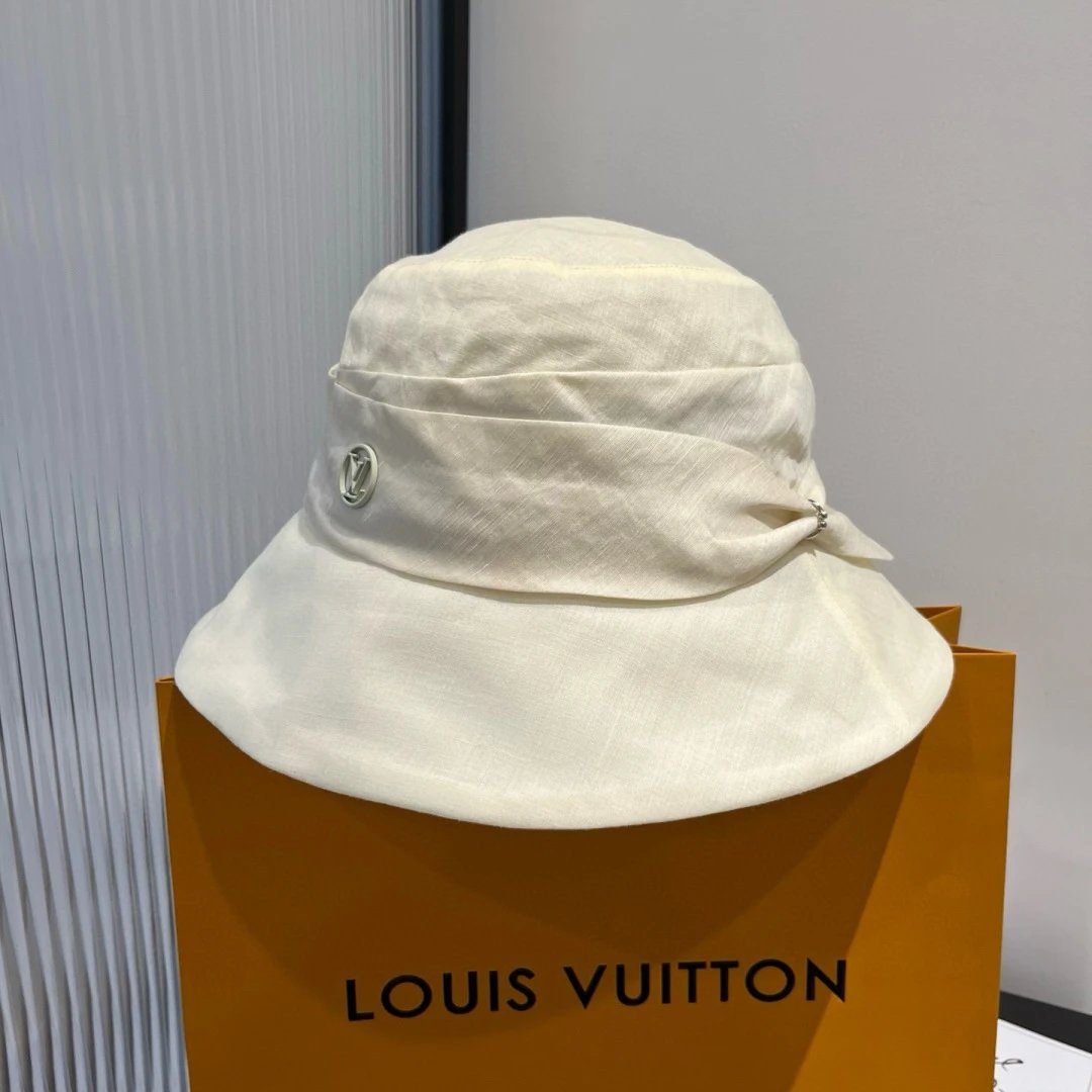 Louis Vuitton LV Hat Fisherman Hat Casual Sun Protection Face Covering UV Protection Outdoor Versatile Flat Top Bucket Hat