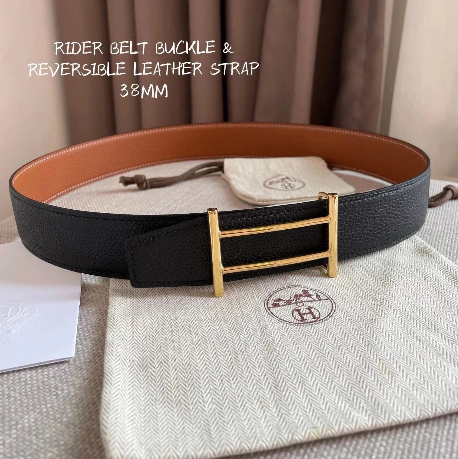 Hermes Belt Top version Exclusive Mobile Phone Real Shot High Quality Double-Sided Imported First Layer Cowhide Men's Belt Double-Sided Available h Home Belt Fashion All-Match Clothes Accessories Width3.8cm