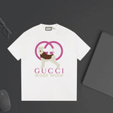 Gucci T-shirt Double-breasted G Cartoon Dog Print logo round Neck Short Sleeve25ss New Pure Cotton Unisex Style T T-shirt OS Loose Fit Base Shirt Half Sleeve T-Shirt Top Half Sleeve