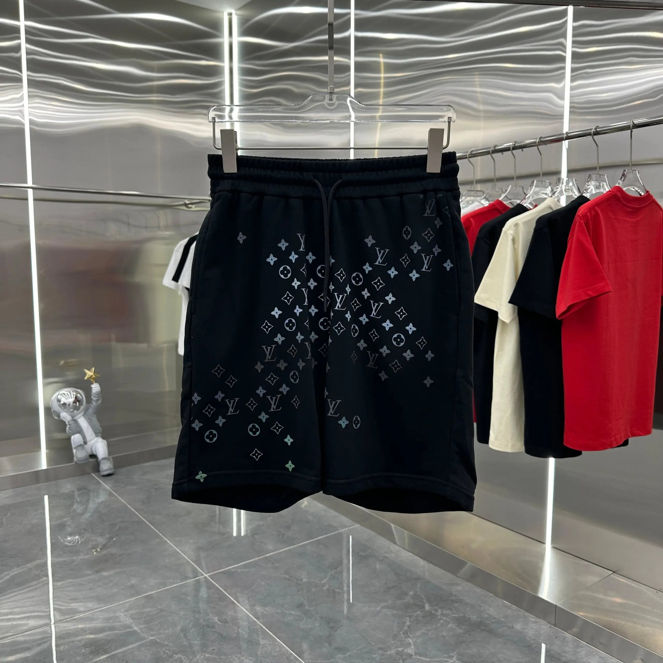 Louis Vuitton LV Shorts Personalized Printing logo Five-point Shorts25ss New Drawstring Casual Summer Pants5Two-in-One Casual Sweatpants for Men and Women, Pure Cotton B Sweatpants