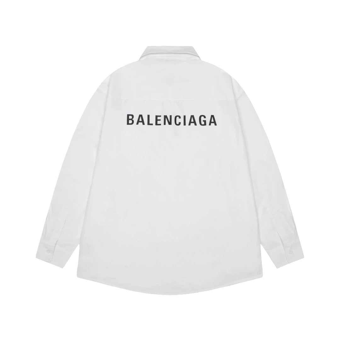 Balenciaga Jackets Back with English letters logo Long Sleeve Shirt Unisex Versatile Business Casual Slim Fit Jacket