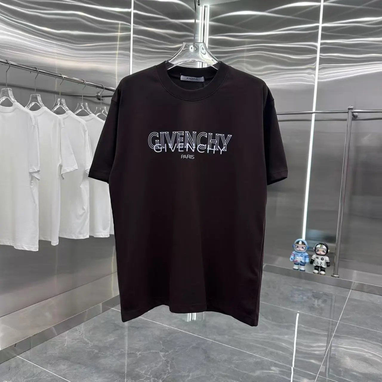 Givenchy T-shirt Front and Rear Personalized Overlapping Letter Printing logo round Neck Short Sleeve25ss New Pure Cotton Unisex Style T T-shirt OS Loose Fit Base Shirt Half Sleeve T-Shirt Top Half Sleeve