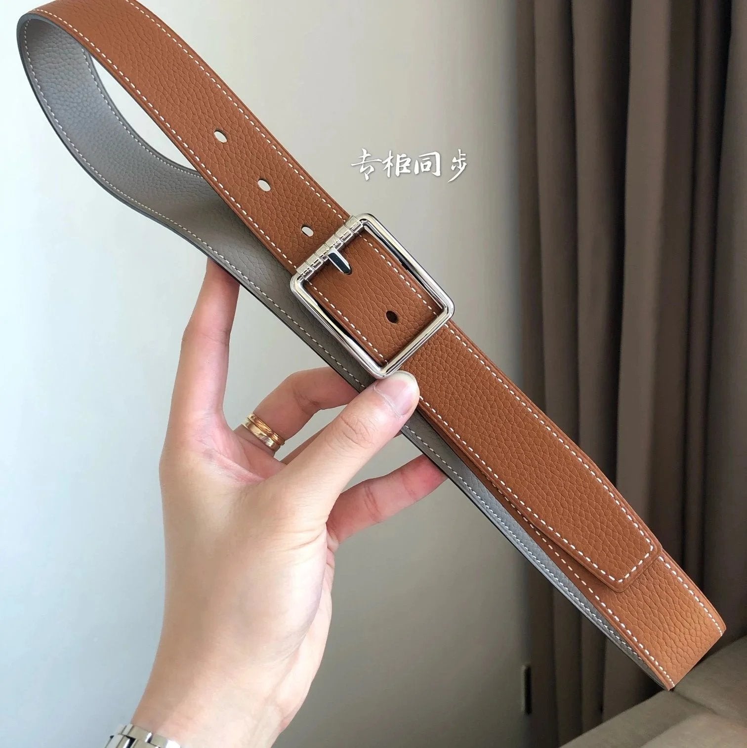 Hermes Belt Top version Double-Sided Imported First Layer Leather Belt Double-Sided Available Genuine Leather for Men and Women Belt Business Casual All-Match Pant Belt3.2Centimeter Wide