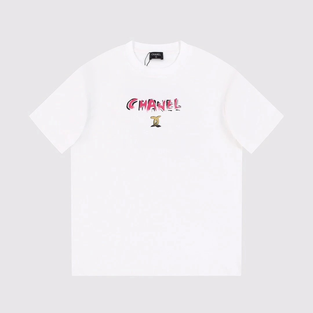 Chanel T-shirt Short Sleeve T T-shirt Hand-Painted Plate Graffiti Short Sleeve Customized Dyed Heavy Weight260g Original Fabric