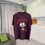 Gucci T-shirt Cute Cat Letter Print on the Chest logo round Neck Short Sleeve25ss New Pure Cotton Unisex Style T T-shirt OS Loose Fit Base Shirt Top Half Sleeve T-Shirt