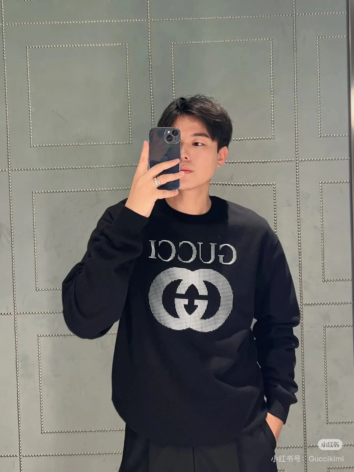 Gucci Hoodie Digital Inkjet logo Round Neck Sweatshirt Long Sleeve Base Shirt Jacket Top Fashion Unisex Sports Casual Loose Fit Versatile Autumn Winter New Arrival