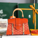 Goyard Bag Top version New Saigon Bag Handbag Small Size Saigon Saigon Bag mini Bag Small Size Handbag Celebrity Same Style Leather Crossbody Kelly Bag Women's Wooden Handle Handbag