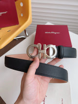 Ferragamo Belt Top version 【Full Package】Belt Width for Men and Women3.5cm Pin Buckle with Chip nfc Anti-Counterfeiting Quality Counter Full Set Packaging Italian Double-Sided Cowhide Matching Boutique Brass Buckle Long and Short Belt Pants Belt