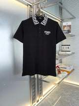 FENDI T-shirt Chest Letters logo Embroidery POLO Shirt Lapel Short Sleeve25ss New Unisex Summer Short Sleeve OS Loose T Business Half Sleeve Shirt Plus Size T-Shirt