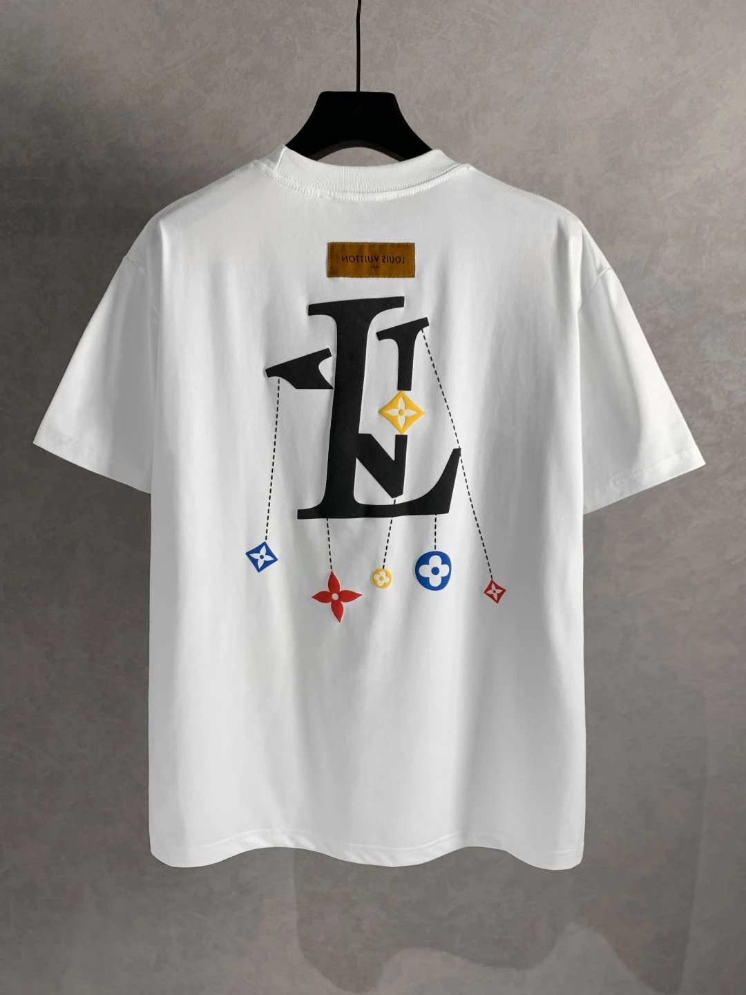 Louis Vuitton LV T-shirt Back Letter Four-Leaf Flower Pattern Print logo round Neck Short Sleeve25ss New Pure Cotton Unisex Style T T-shirt OS Loose Fit Base Shirt Top Half Sleeve T-Shirt