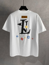 Louis Vuitton LV T-shirt Back Letter Four-Leaf Flower Pattern Print logo round Neck Short Sleeve25ss New Pure Cotton Unisex Style T T-shirt OS Loose Fit Base Shirt Top Half Sleeve T-Shirt