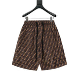 FENDl Shorts Full Body Double F Printing logo Five-point Shorts25ss New Drawstring Casual Summer Pants5Two-in-One Casual Sweatpants for Men and Women, Pure Cotton Joggers