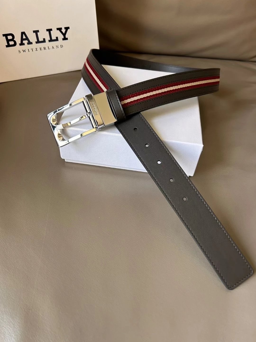Bally Belt Top version Original Single Belt Counter New Men's Double-Sided Casual Business Belt Wide3.4cm Double-Sided Head Layer Cowhide Belt First Layer Cow Leather Belt Men and Women Business Casual Belt Belt Men's Leather Belt
