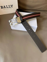 Bally Belt Top version Original Single Belt Counter New Men's Double-Sided Casual Business Belt Wide3.4cm Double-Sided Head Layer Cowhide Belt First Layer Cow Leather Belt Men and Women Business Casual Belt Belt Men's Leather Belt