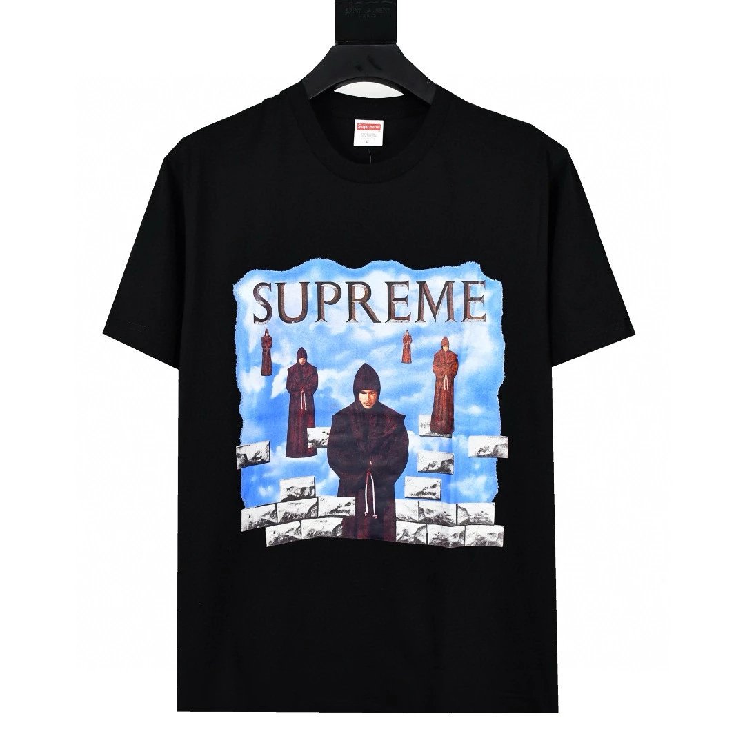 Supreme T-shirt Top Version Cashew Short Sleeve T T-shirt Men's Summer Trendy Women's New Loose Half-Sleeve Top Cotton Official Website Flagship