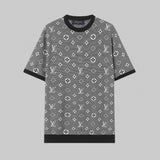 Louis Vuitton LV T-shirt Full Letter Print Jacquard logo round Neck Short Sleeve25ss New Pure Cotton Unisex Style T Casual T-Shirt Base Layer Shirt OS Loose Fit Half Sleeve Top Plus Size