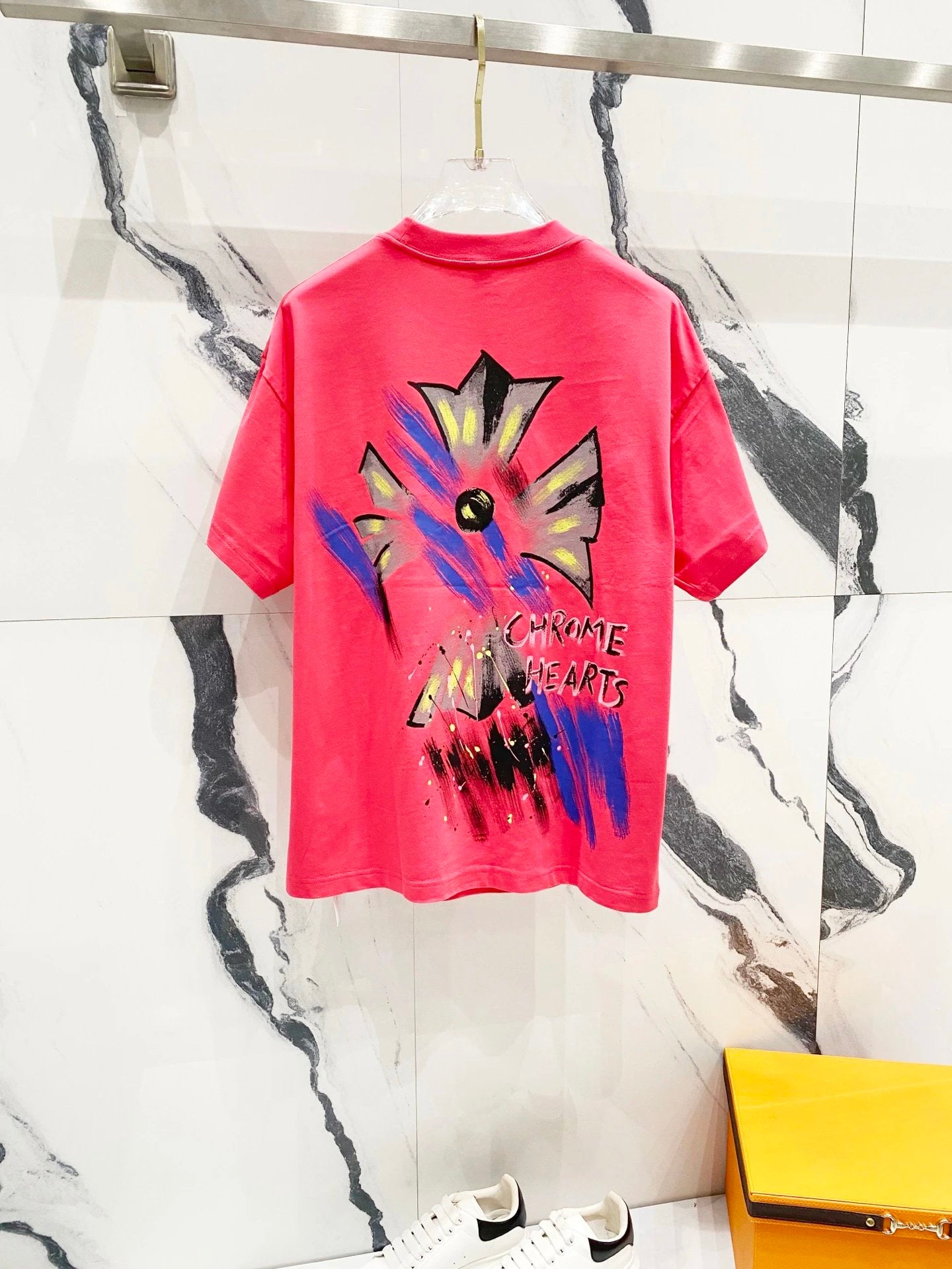 Chrome Hearts T-shirt Front and Back Graffiti Sanskrit Print logo round Neck Short Sleeve25ss New Pure Cotton Unisex Style T Casual T-Shirt Base Layer Shirt OS Loose Fit Half Sleeve Top Plus Size