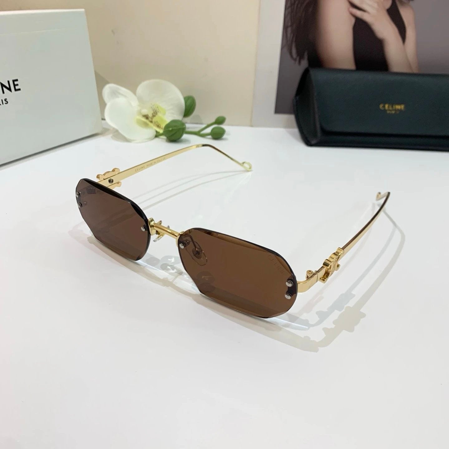 Celine Sunglasses Small Square Frame Sunglasses Slimming No Prescription Driving Beach Fishing Unisex Couple Style UV Protection25ss New Sports Casual Versatile