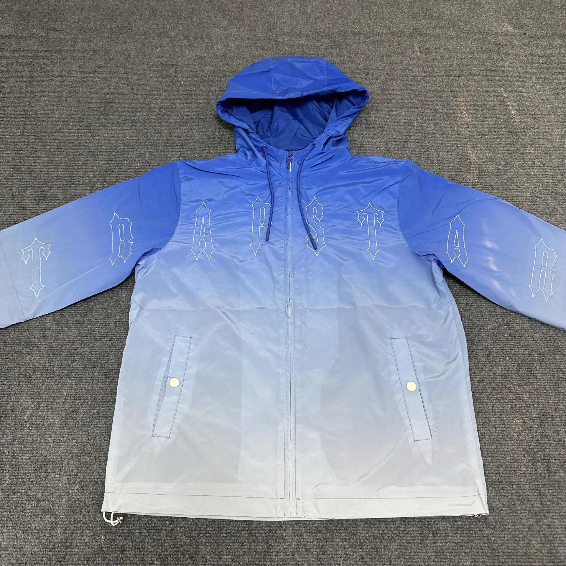 Trapstar jackets Blue Gradient Hooded High Street Fashion Brand New Jacket Trench Coat Shell Jacket Couple Coat