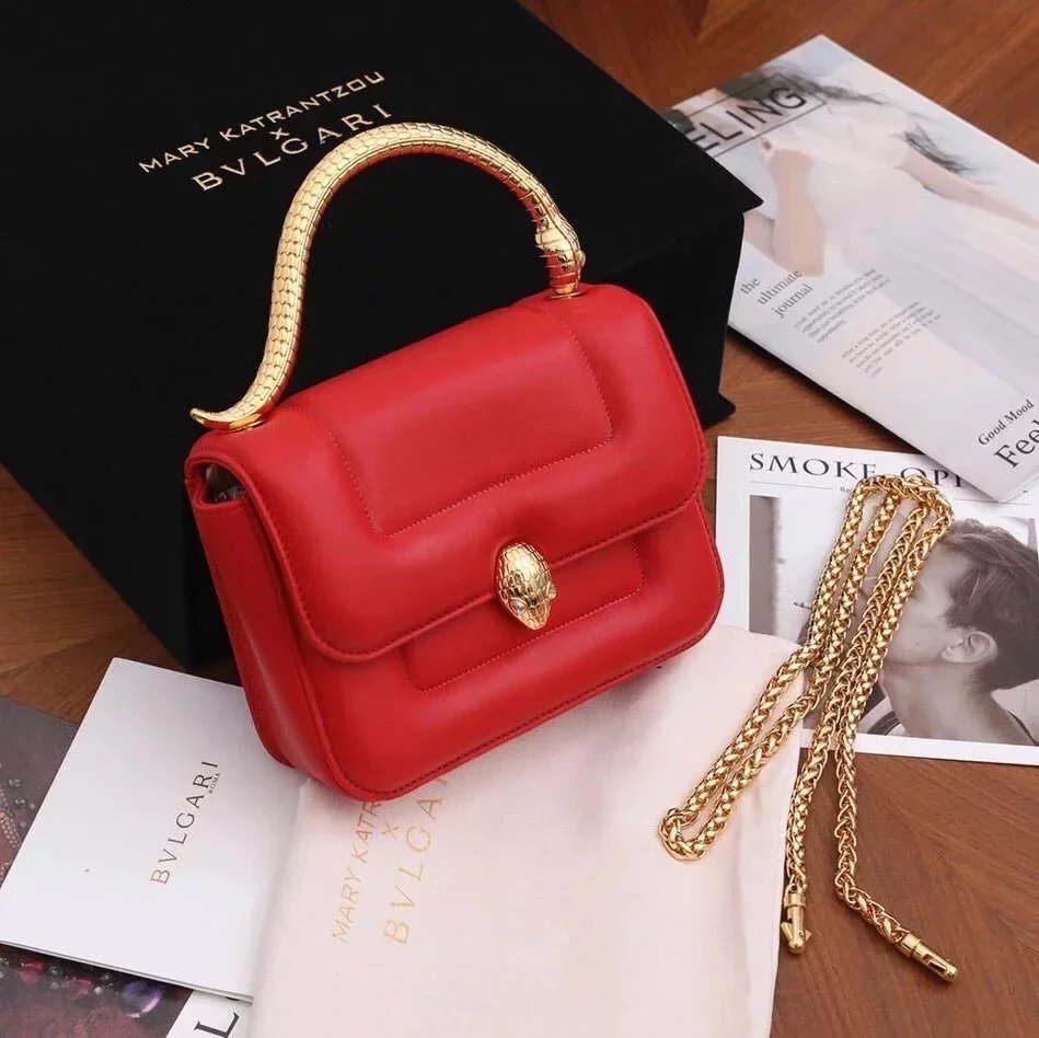 BVLGARI Bag Top version 291070SERPENTI Series MARYKATRANTZOU Bag Decorated with a Snake's Head Snake Head Women's Bag Handle Chain Shoulder Bag Messenger Bag Handbag