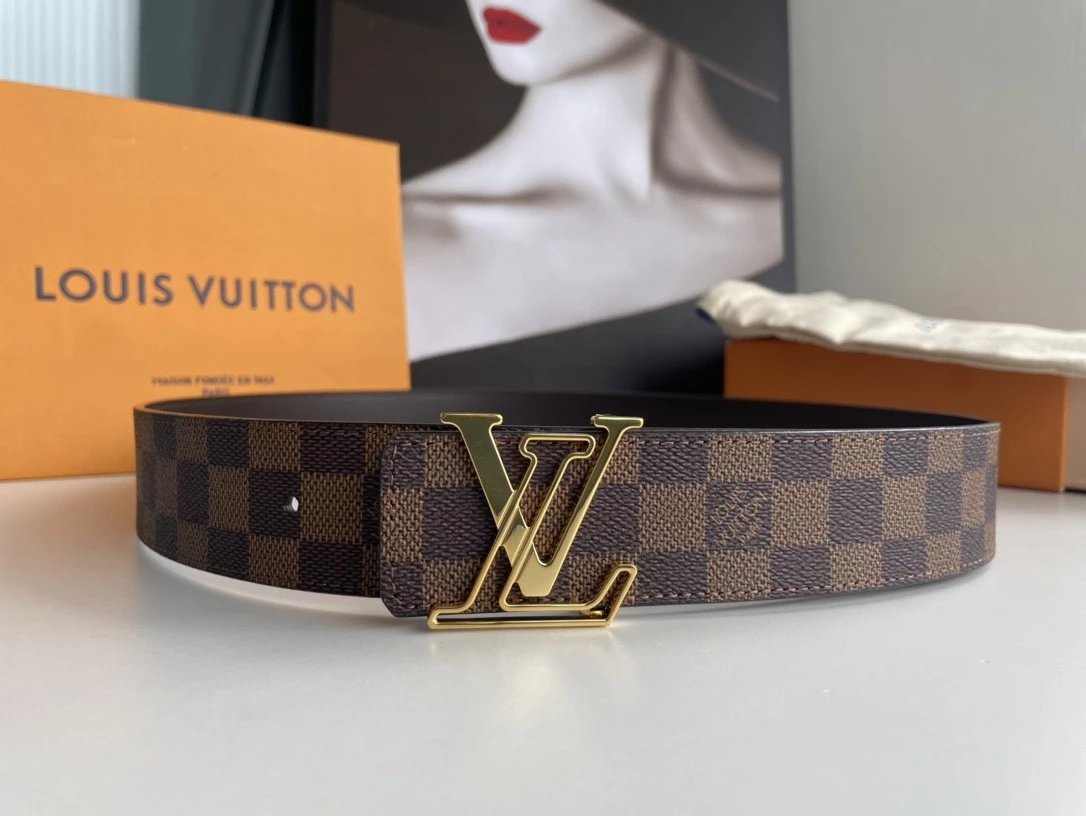 Louis Vuitton LV Belt Top version 【Counter Quality】The Most New Belt4.0cm Men's Belt Metal Buckle Men's Leather Belt with Classic Presbyopic Checkered Belt with Genuine Goods Packaging No Problem in and out of the Counter Versatile Casual Fashion Formal W