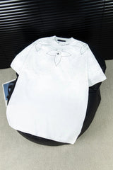 Louis Vuitton LV T-shirt Front Rhinestone Letter Embroidery logo round Neck Short Sleeve25ss New pure cotton T Unisex T-Shirt OS Drop Shoulder Loose Fit Base Shirt Top T-Shirt Short Sleeve